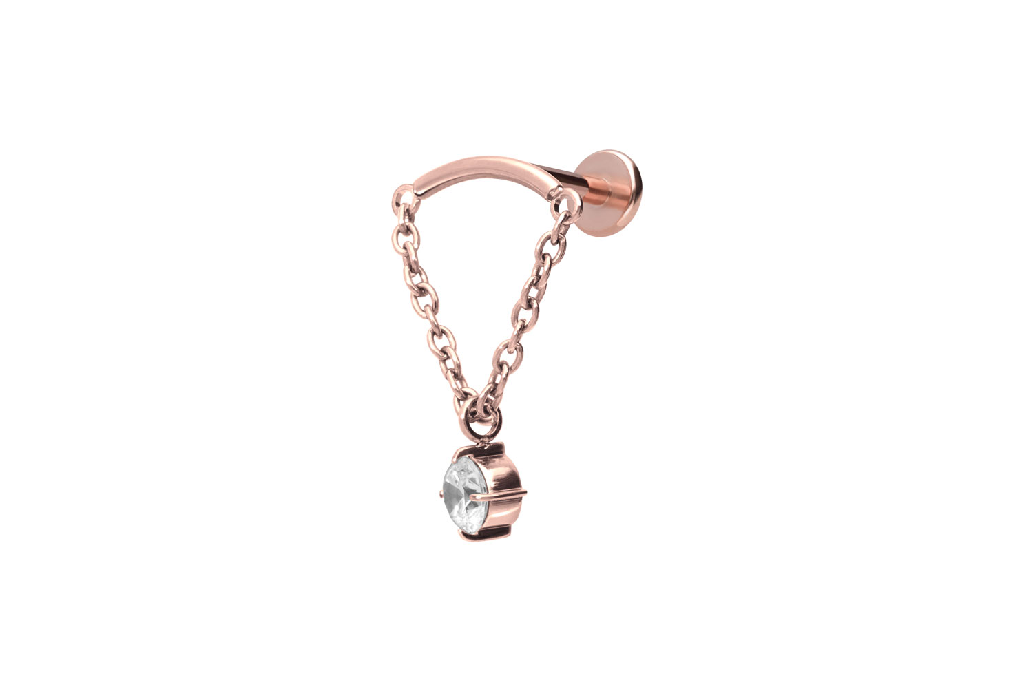 Titan Labret Piercing mit Innengewinde BOGEN+ KETTE + KRISTALL